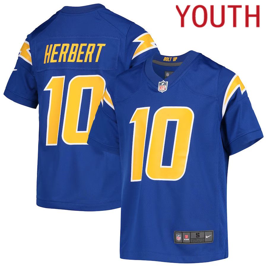 Youth Los Angeles Chargers #10 Justin Herbert Nike Royal Game NFL Jersey